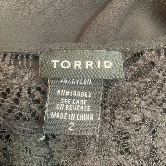 TORRID Torrid Black Lace Long Sleeve Sheer Blouse Top Size 2X. - Picture 12 of 13